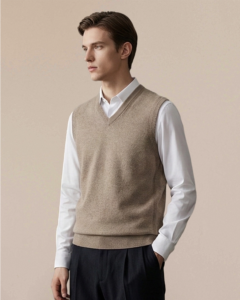 The Essential 100% Cashmere V-Neck Vest | 180g Ultra-Fine Knit