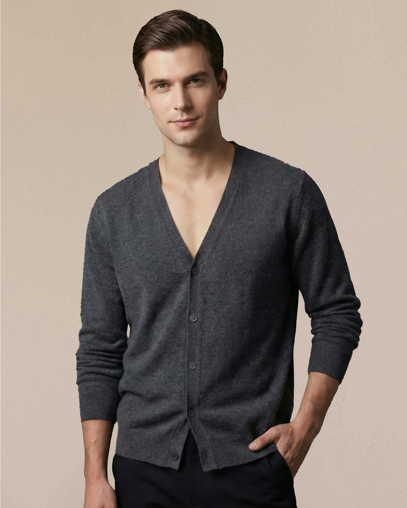 The Signature V-Neck: 100% Inner Mongolia Cashmere Cardigan (280g)